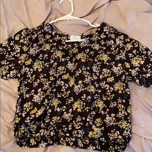 Black floral blouse